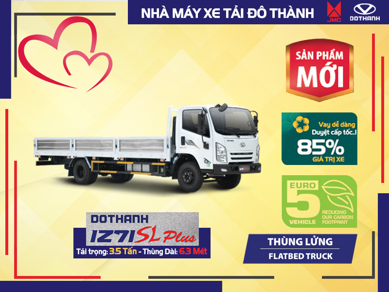 xe tai do thanh iz71sl thung lung Xe Tải Đô Thành IZ71SL Thùng Lửng - 3.5 Tấn